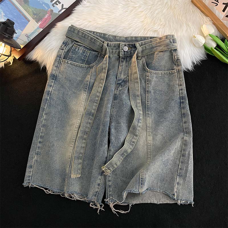 Men'S Fashion Trousers - Yaz Ince Saçaklı Kot Şort Japon