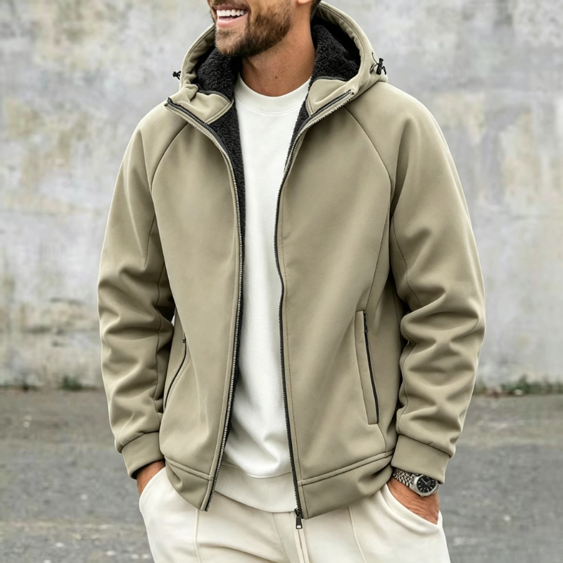 Windbreaker Men Zip - Kalın Polar Yelek Erkek Kapüşonlu Rüzgarlık