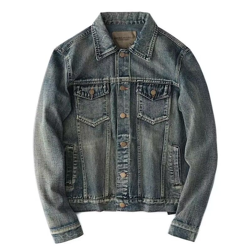 Mens Fashion Denim Jacket - Sonbahar ve İlkbahar Yeni Moda Düz