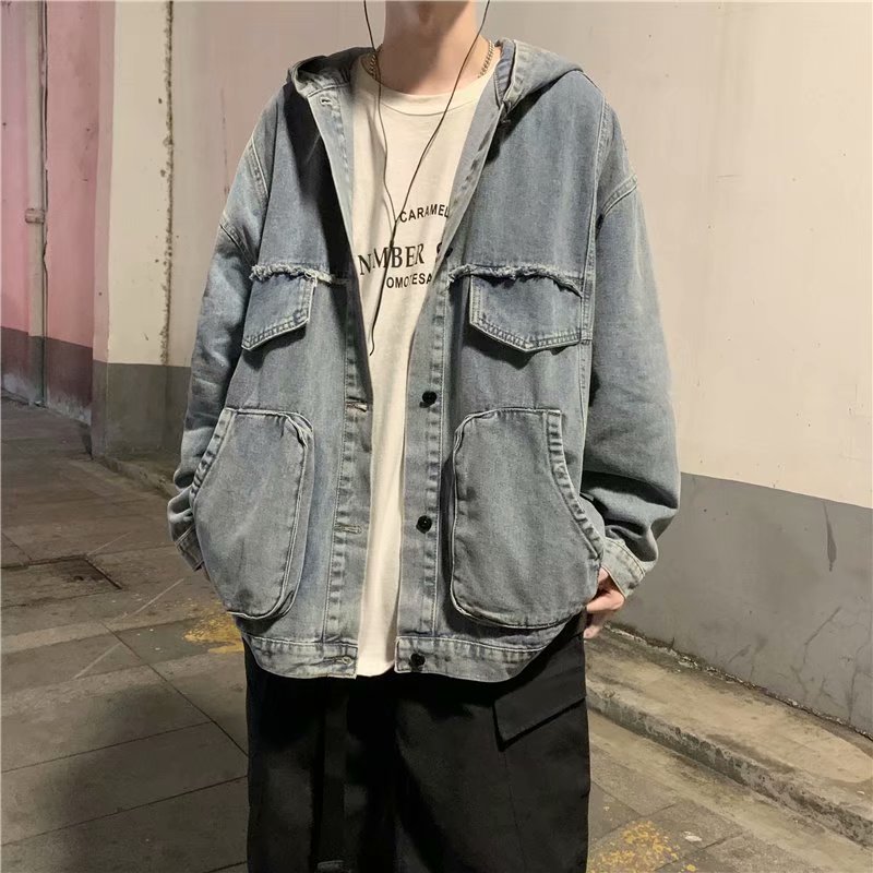 Mens Fashion Denim Jacket - Erkekler Katı Giyim İlkbahar Sonbahar Yeni
