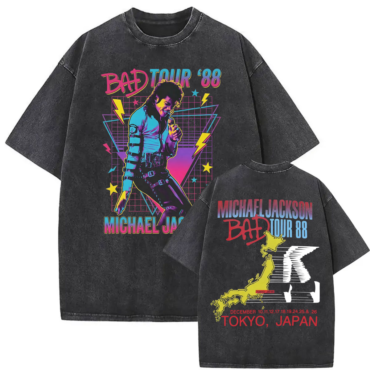 Men'S Fashion From The 80S - Vintage Yıkanmış Pop Kralı Bad Tour