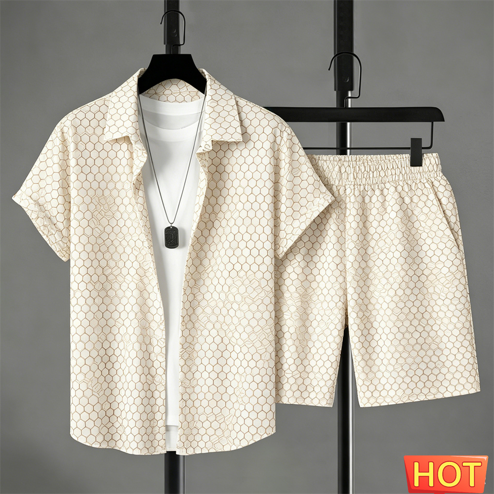 Mens Fashion Suits - Yazlık Erkek Gömlek Takımı Degrade Renkli