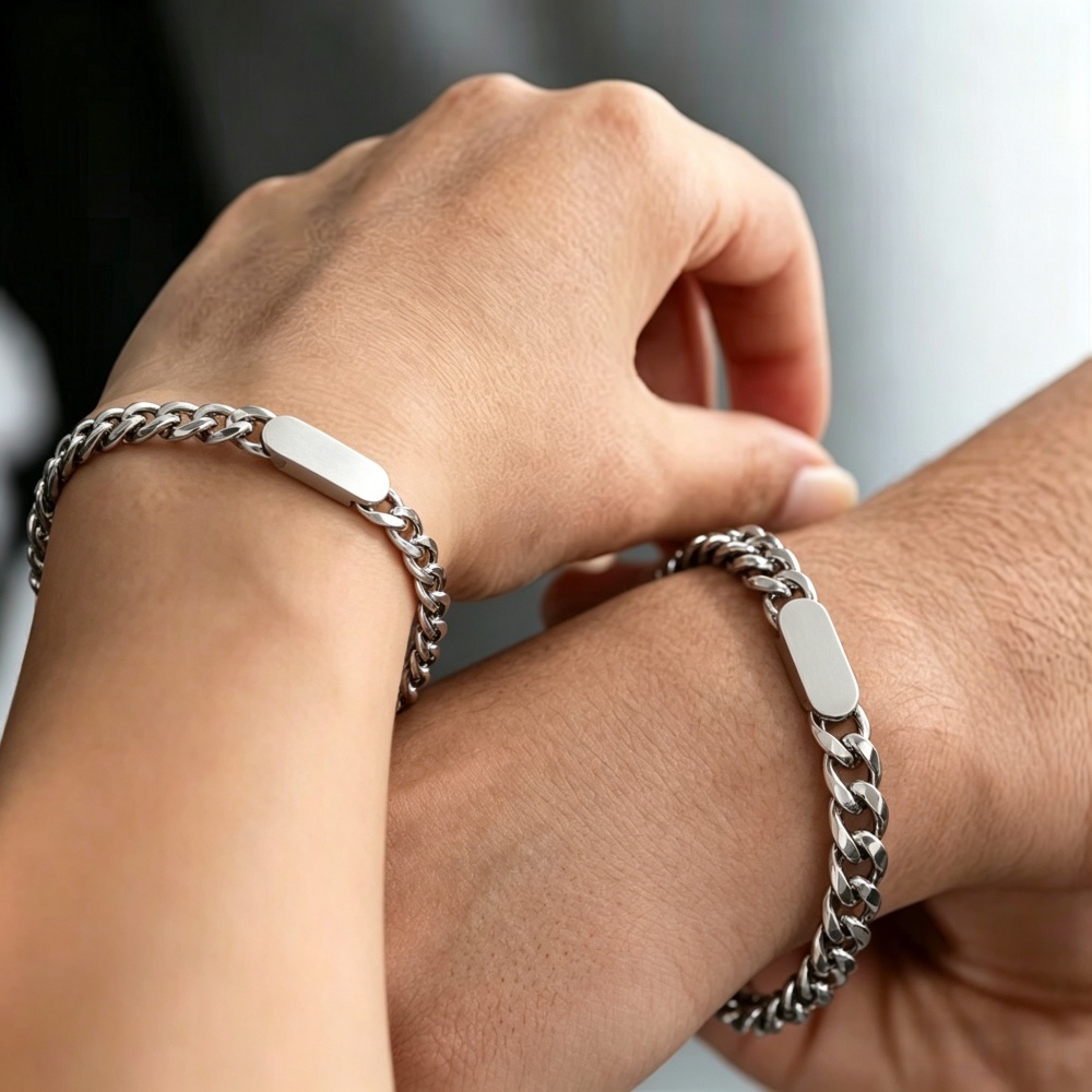 Men'S Fashion Gold Chain - Kişiye Özel İsim Yazılı Çift Bileklikleri