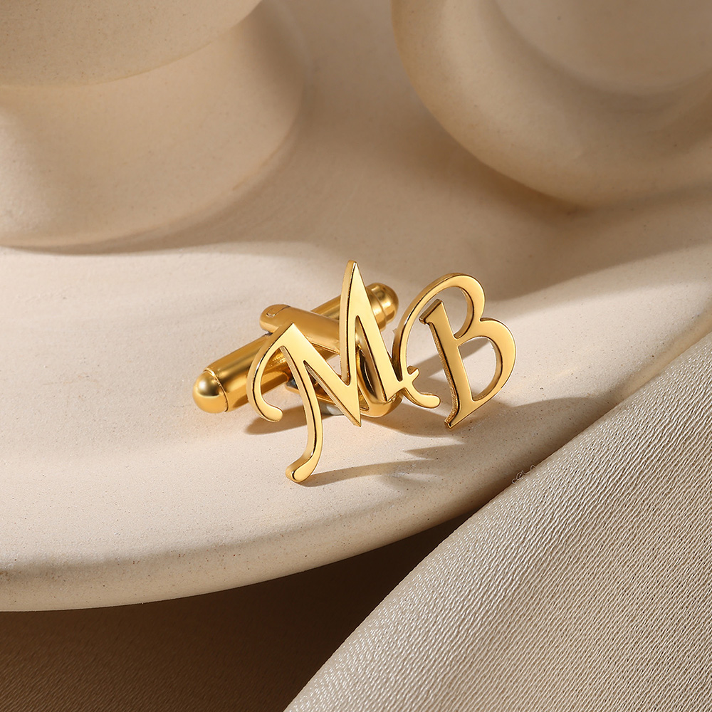 Men'S Fashion Gold Chain - Özelleştirilmiş İlk Harf Kol Düğmeleri Erkekler