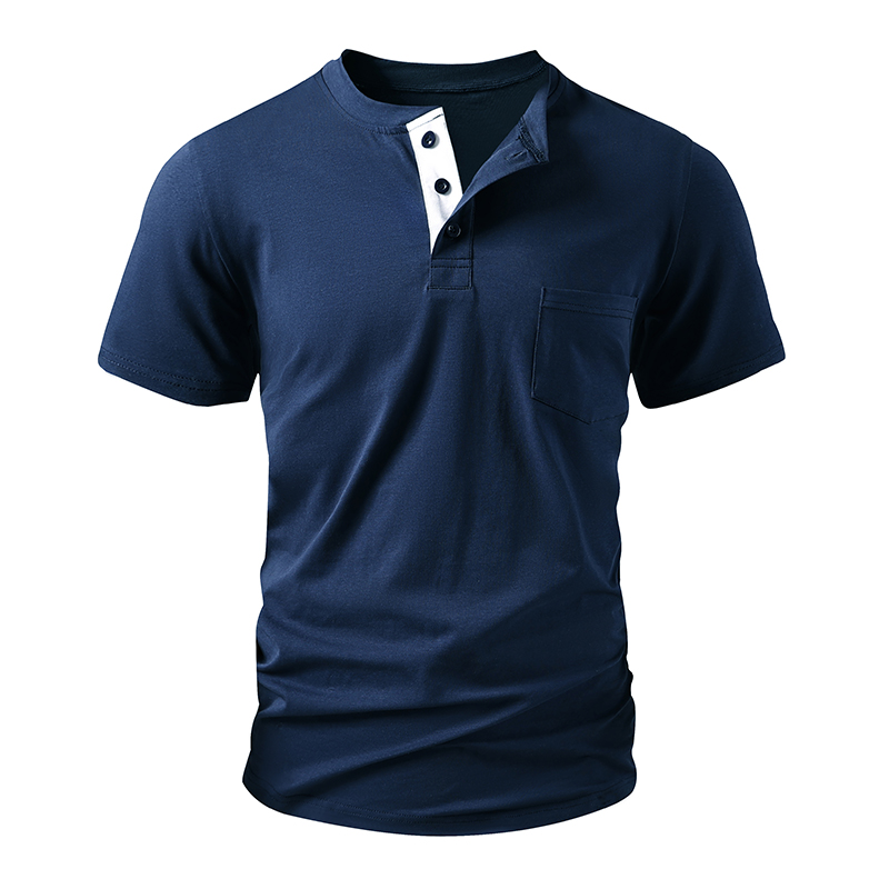 Mens Fashion Streetwear - Henley T Shirt erkek AB Boyutu