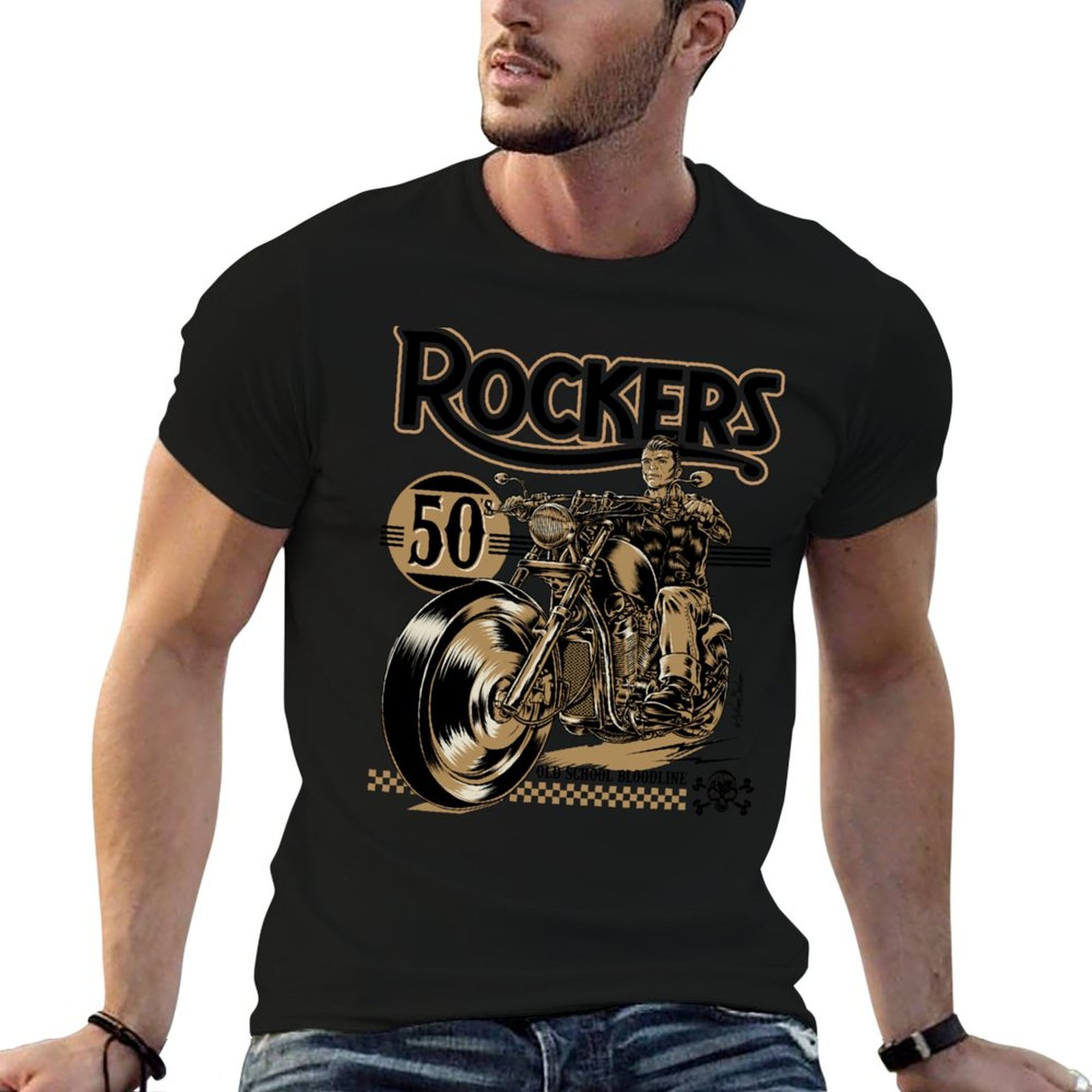 Mens Fashion In The 50S - Rockers 50'ler Tişörtü Moda Sade Günlük
