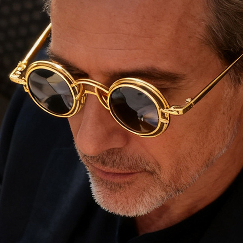 Fashion Men Vogue - Metal Rotundity Punk Güneş Gözlüğü Kadın