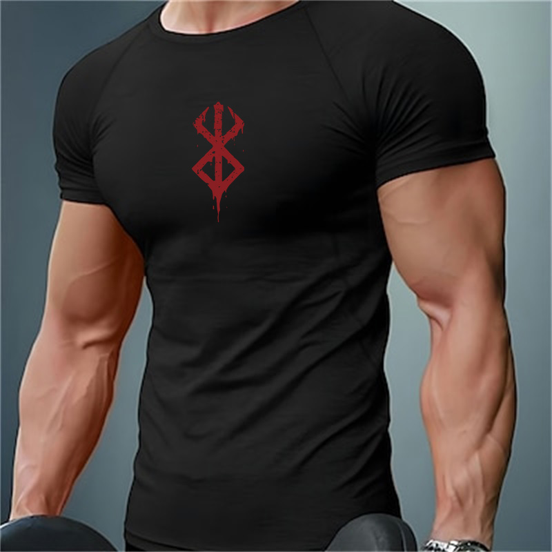 Compression Shirt Workout - Erkek Baskılı Kompresyon Tişörtleri Yazlık Kısa