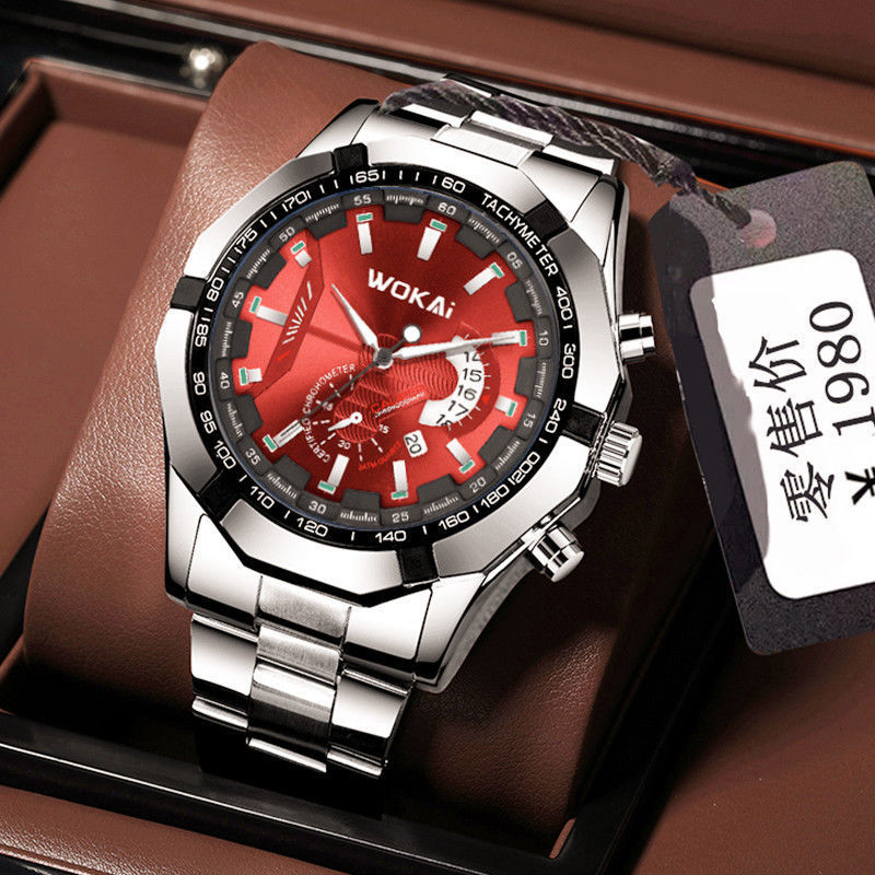 Men'S Fashion Quartz Watch Wokai - WOKAI İzle erkekler kırmızı spor saatler