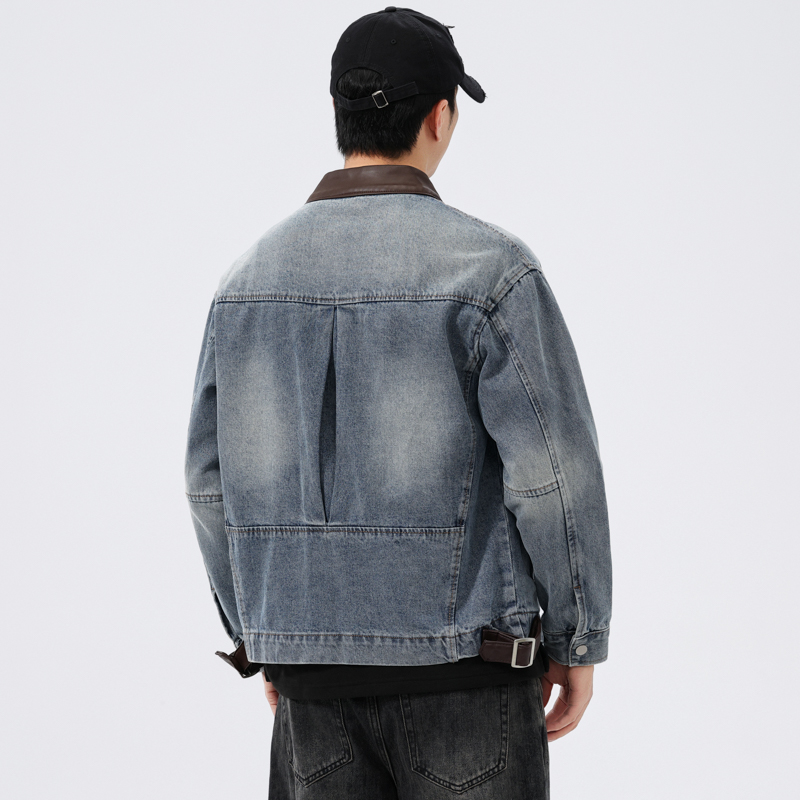 Standı Deri Yaka Denim Ceket E - Mens Fashion Denim Jacket incelemesi ve fiyatı