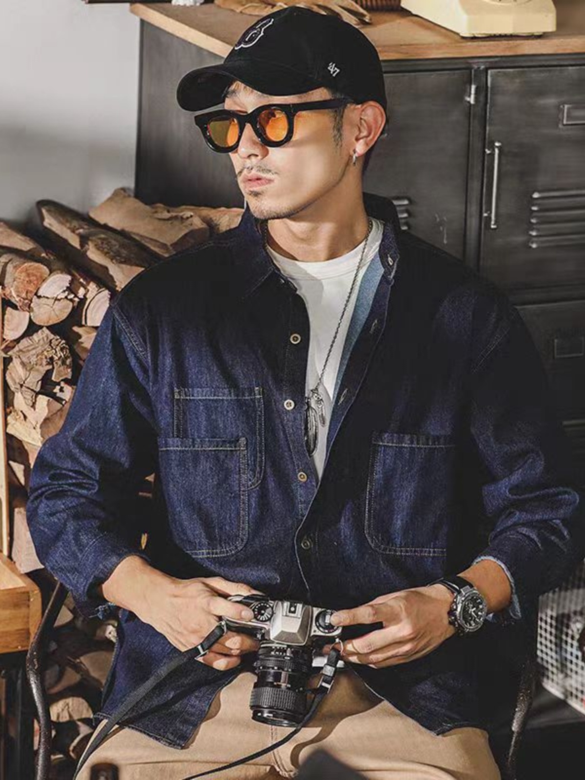 Erkek Amerikan Retro Denim Cek - Mens Fashion Denim Jacket incelemesi ve fiyatı