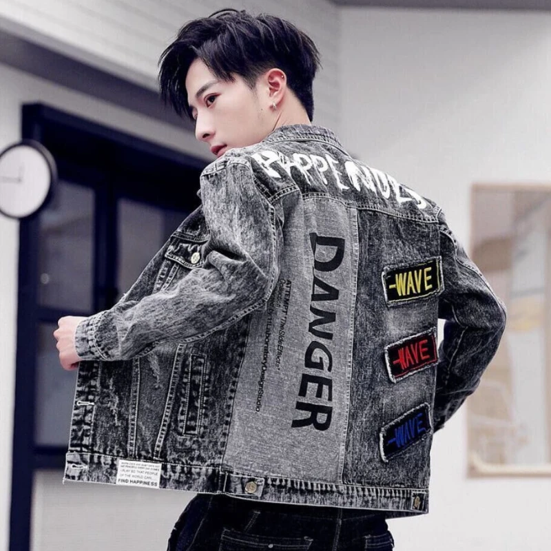 Düğme ile Hip Hop rahat ince k - Mens Fashion Denim Jacket incelemesi ve fiyatı