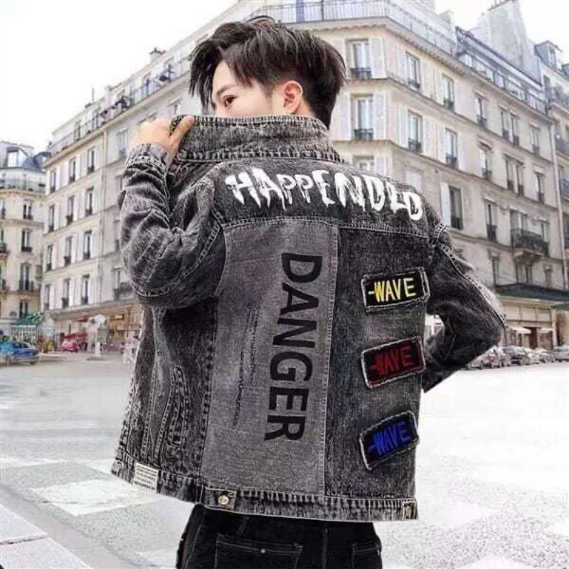 Düğme ile Hip Hop rahat ince k - Mens Fashion Denim Jacket incelemesi ve fiyatı