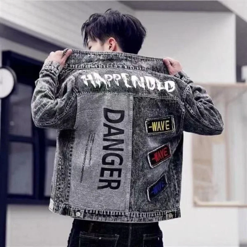 Düğme ile Hip Hop rahat ince k - Mens Fashion Denim Jacket incelemesi ve fiyatı