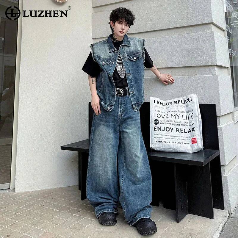 LUZHEN 2026 Yaz Denim Iki parç - Mens Fashion Streetwear incelemesi ve fiyatı