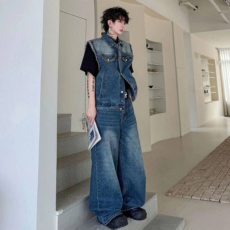 LUZHEN 2026 Yaz Denim Iki parç - Mens Fashion Streetwear incelemesi ve fiyatı