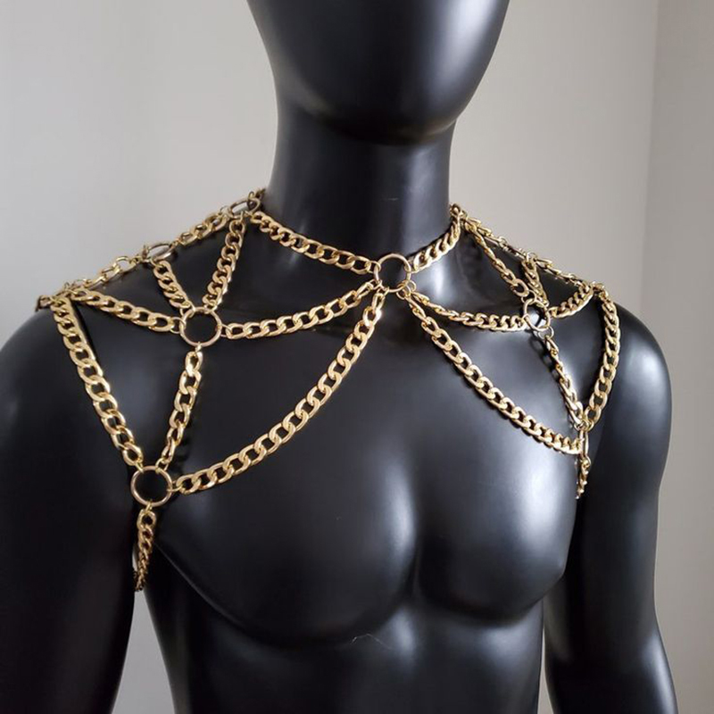 Punk Erkekler Omuz Vücut Zinci - Men'S Fashion Gold Chain incelemesi ve fiyatı