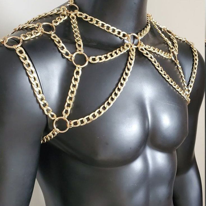 Punk Erkekler Omuz Vücut Zinci - Men'S Fashion Gold Chain incelemesi ve fiyatı