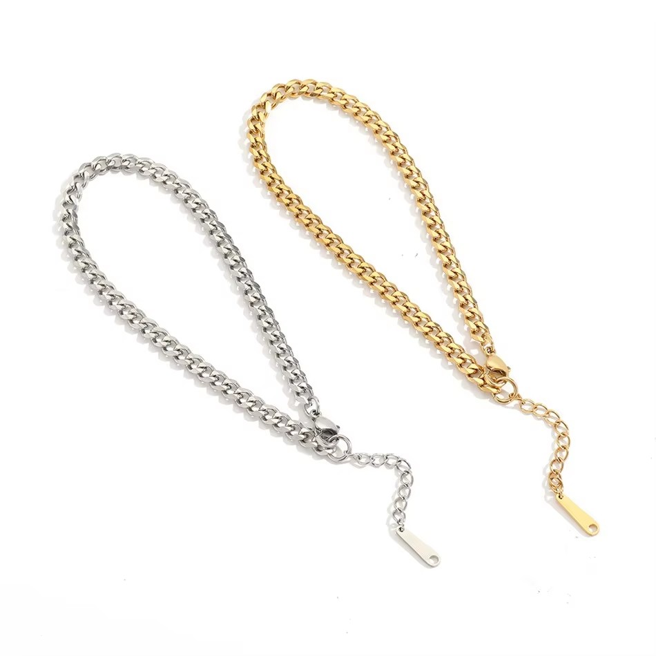 4MM Paslanmaz Çelik Basit Küba - Men'S Fashion Gold Chain incelemesi ve fiyatı